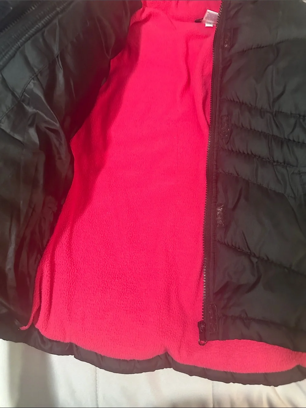 Arizona Jean Company Black Puffer Jacket with Pink Fleece Lining